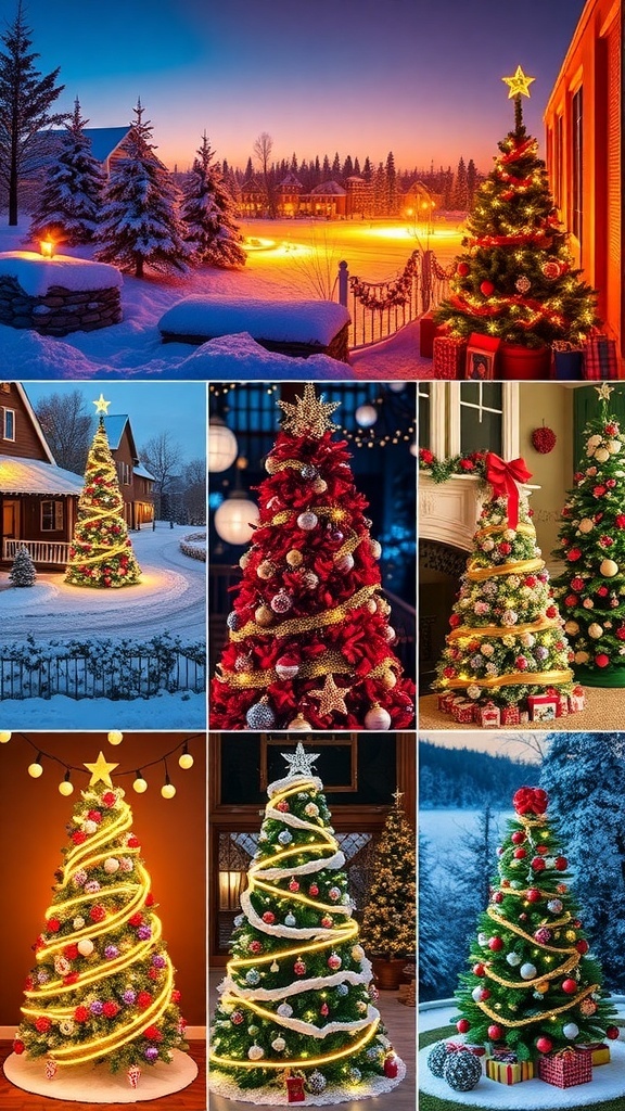 Christmas Aesthetic Wallpaper Collection A selection of Christmas wallpapers with winter scenes, Christmas trees, and festive decorations.